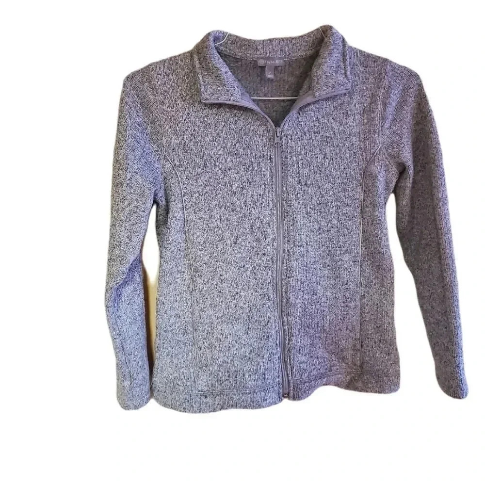 Talbots gray full zip long sleeve cozy sweatshirt Size P